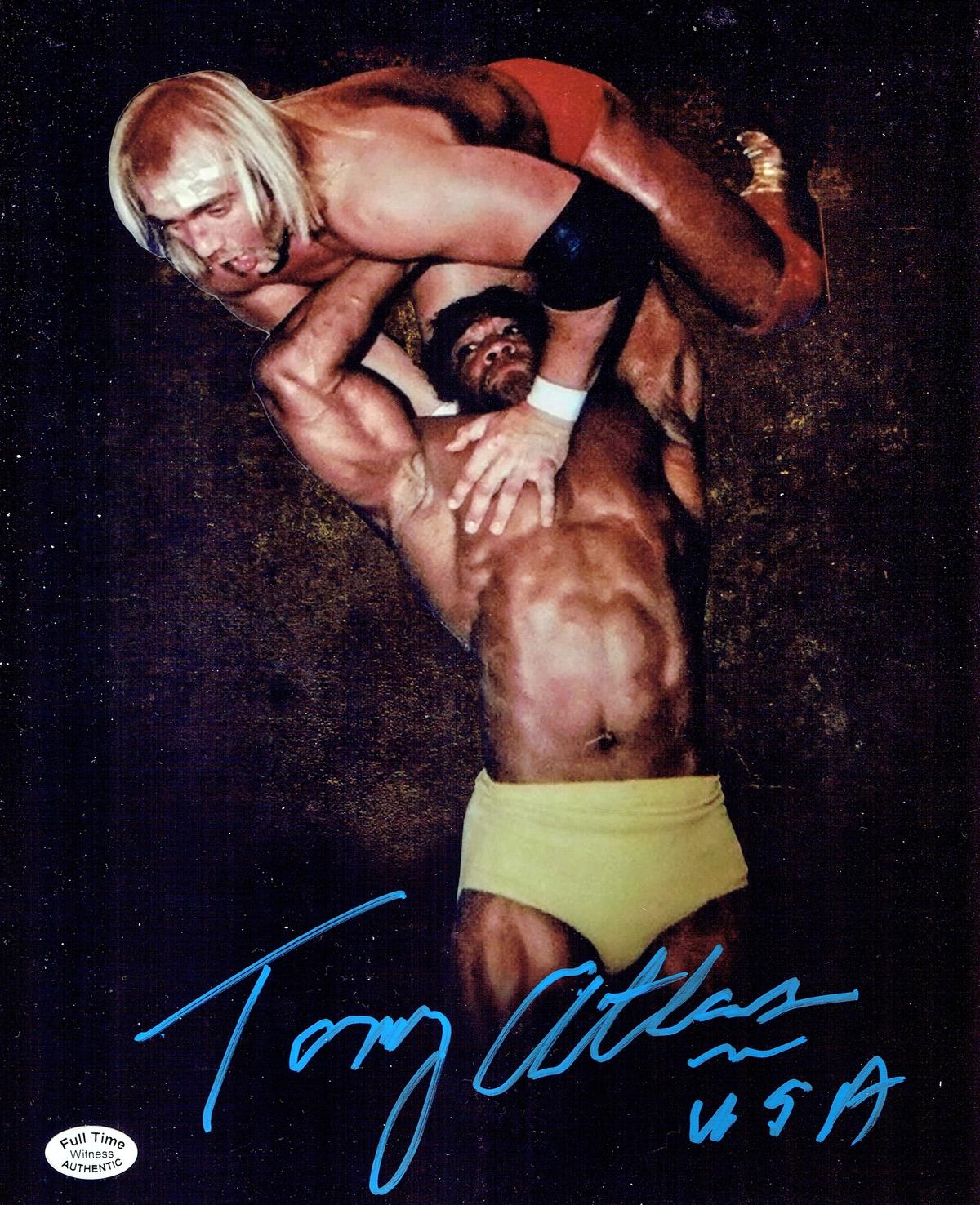 Tony Atlas WWE/WWF Autographed 8x10 Powerslamming Hogan Photo coa