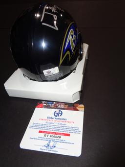 Lamar Jackson Baltimore Ravens Autographed Riddell Mini Helmet coa