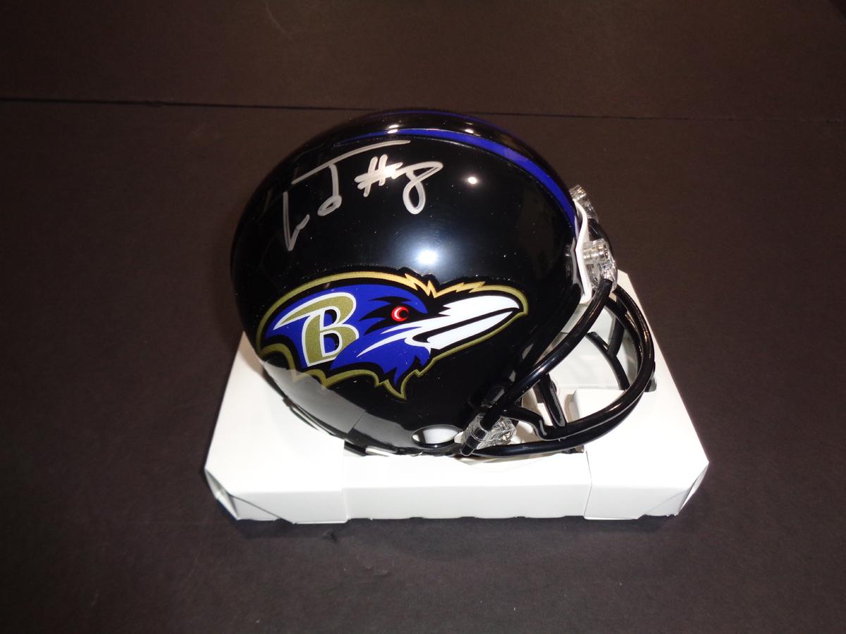 Lamar Jackson Baltimore Ravens Autographed Riddell Mini Helmet coa