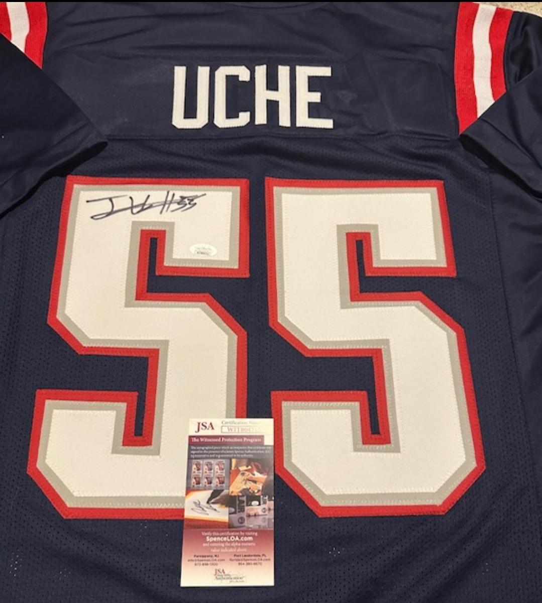 Josh Uche New England Patriots Autographed Custom Football Style Jersey coa