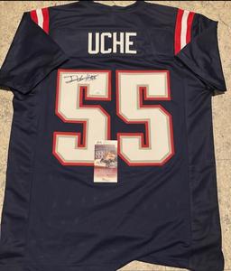 Josh Uche New England Patriots Autographed Custom Football Style Jersey coa