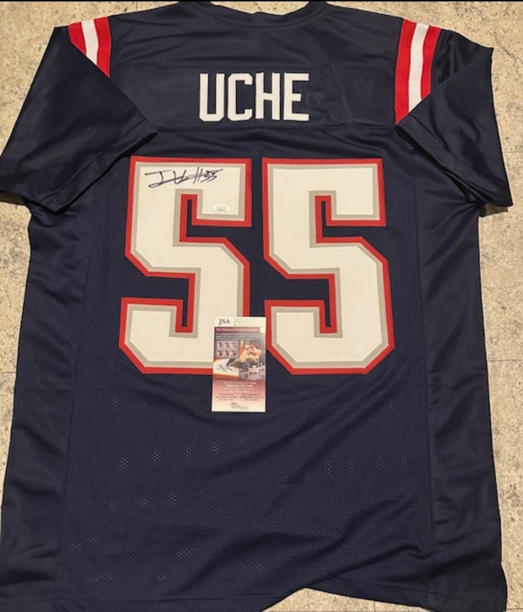 Josh Uche New England Patriots Autographed Custom Football Style Jersey coa