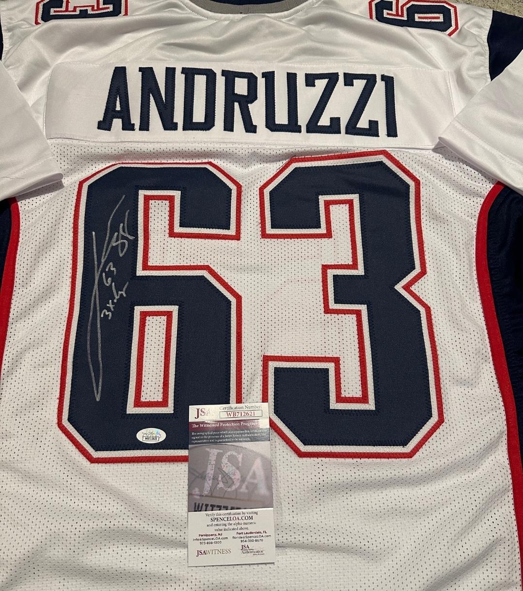 Joe Andruzzi New England Patriots Autographed Custom Football Jersey coa