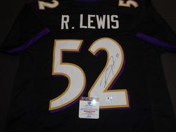 Ray Lewis Baltimore Ravens Autographed Custom Football Jersey coa