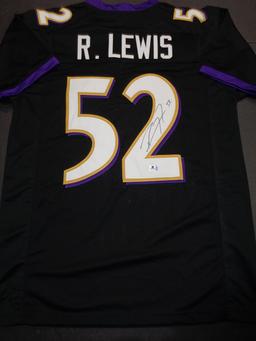 Ray Lewis Baltimore Ravens Autographed Custom Football Jersey coa