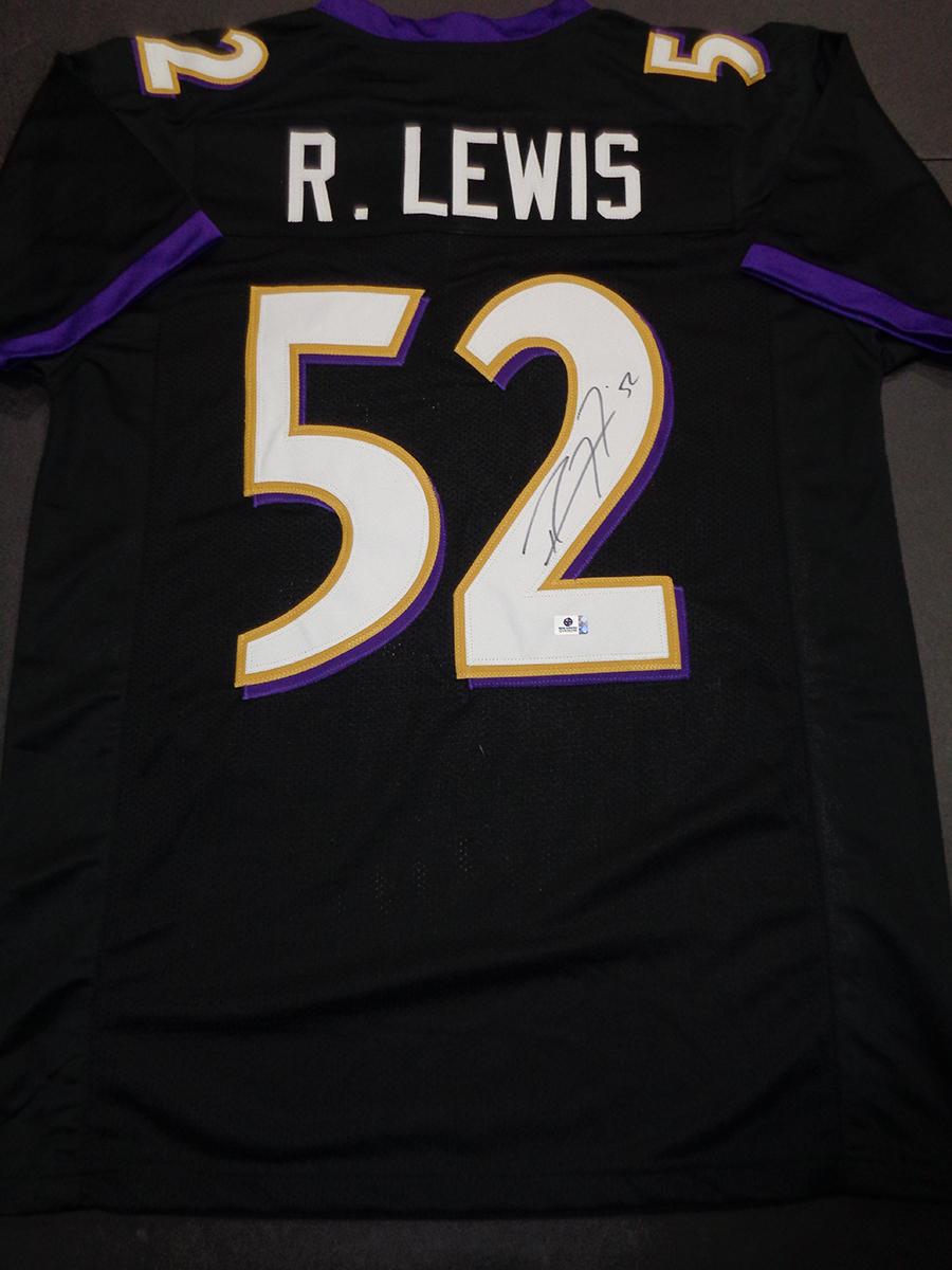 Ray Lewis Baltimore Ravens Autographed Custom Football Jersey coa