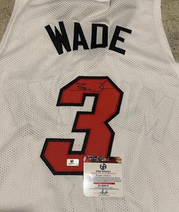 Dwayne Wade Miami Heat Autographed Custom Basketball Jersey coa