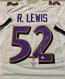 Ray Lewis Baltimore Ravens Autographed Custom Football Jersey coa