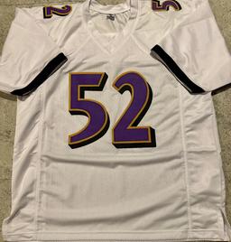 Ray Lewis Baltimore Ravens Autographed Custom Football Jersey coa