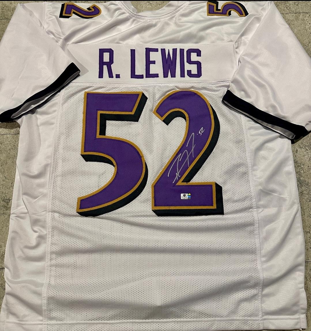 Ray Lewis Baltimore Ravens Autographed Custom Football Jersey coa