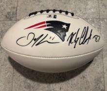 Julian Edelman & Rob Gronkowski New England Patriots Autographed Football coa