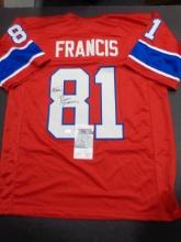 Russ Francis New England Patriots Autographed & Insc Custom Football Jersey coa