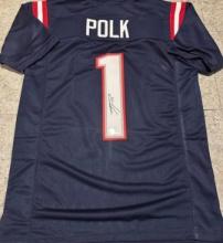 Ja'Lynn Polk New England Patriots Autographed Custom Football Jersey Hologram