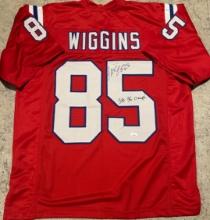 Jermaine Wiggins New England Patriots Autographed & Ins Custom Football Jersey coa