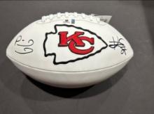 Patrick Mahomes & Travis Kelce Kansas City Chiefs Dual Autographed Football coa