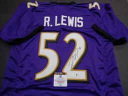 Ray Lewis Baltimore Ravens Autographed Custom Football Jersey coa