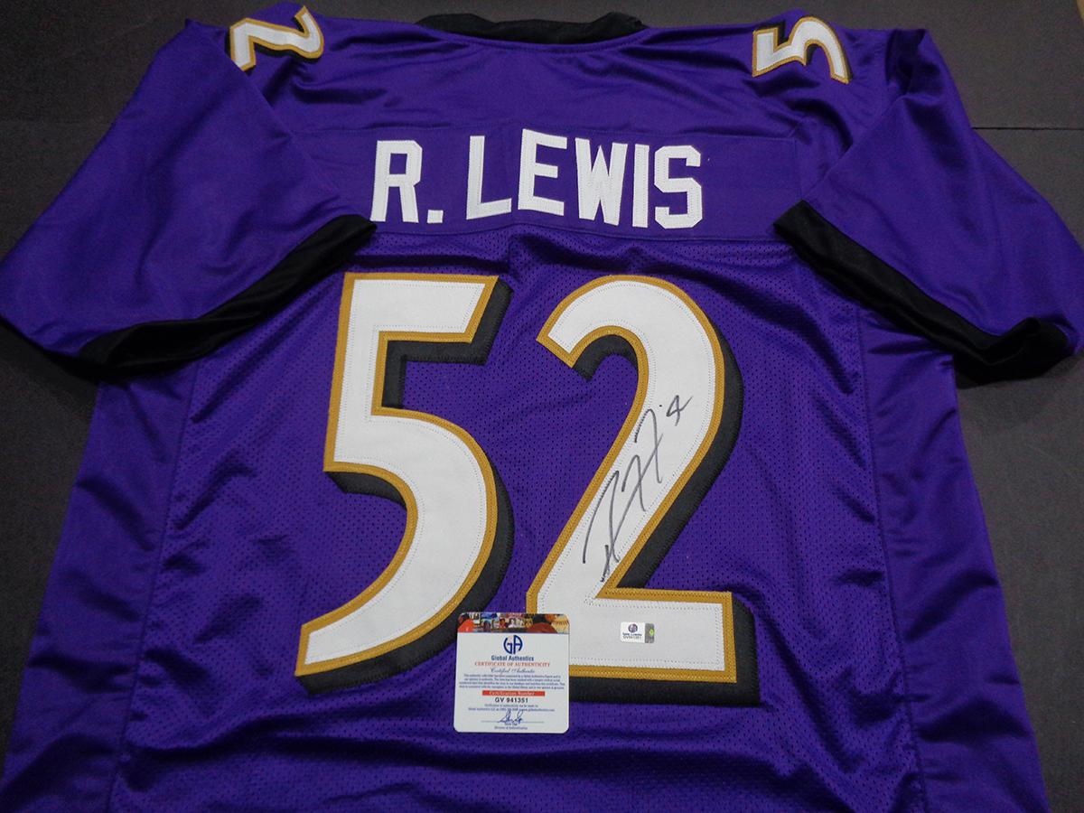 Ray Lewis Baltimore Ravens Autographed Custom Football Jersey coa