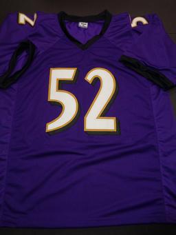Ray Lewis Baltimore Ravens Autographed Custom Football Jersey coa