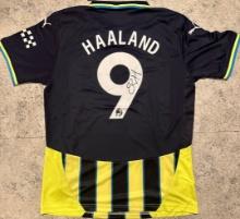 Erling Haaland Manchester City Autographed 2024-25 Puma Away Soccer Jersey coa