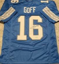 Jared Goff Detroit Lions Autographed Custom Football Jersey coa