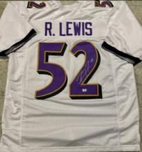 Ray Lewis Baltimore Ravens Autographed Custom Football Jersey coa