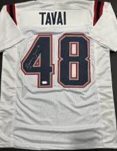 Jehlani Tavai New England Patriots Autographed Custom Football Jersey Holo