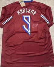 Erling Haaland Norway National Team Autographed 2024 Nike Home Soccer Jersey coa