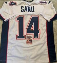 Mohamed Sanu New England Patriots Autographed Custom Football Jersey JSA W coa