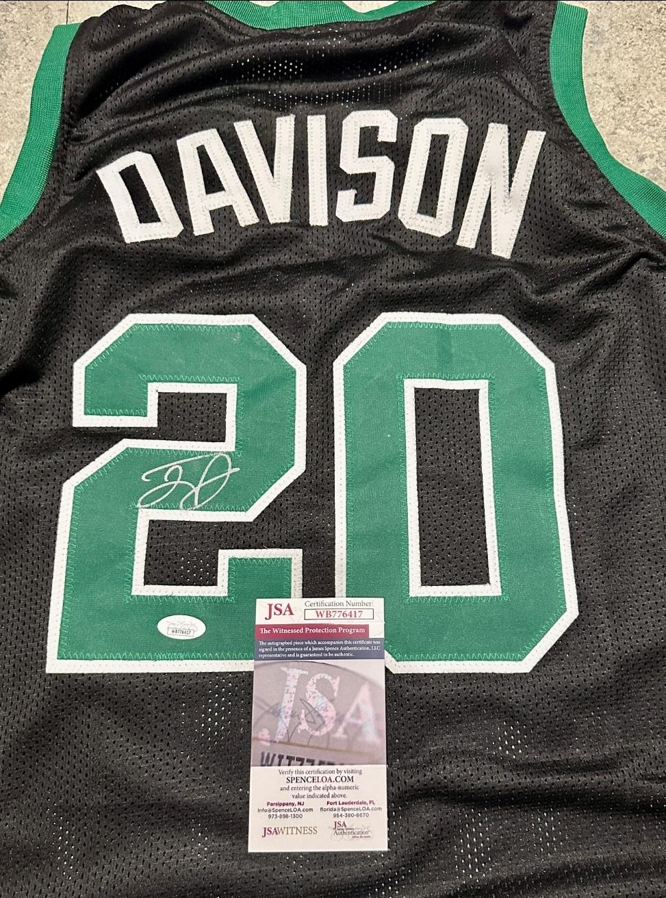 J.D. Davison Boston Celtics Autographed Custom Basketball Jersey coa