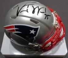 Vince Wilfork New England Patriots Autographed Riddell Mini Helmet coa