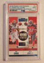 R.Jones II & N.Chubb 2018 Panini Contenders Round Numbers #RNA-CJ Platinum /25 RC PSA 9