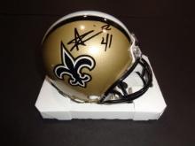 Alvin Kamara New Orleans Saints Autographed Riddell Mini-Helmet coa