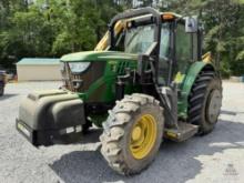 2014 JOHN DEERE 6105M TRACTOR W/ ALAMO SIDE CUTTER; SER#1L06105MEEH802925