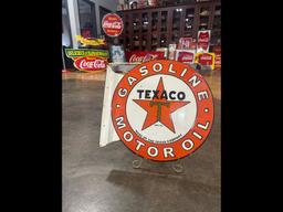 Texaco Gasoline & Motor Oil Porcelain Flange Sign