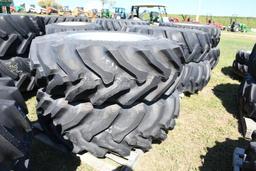 TWO GOODYEAR 16.9-28 TIRES & RIMS w/ 8 BOLT CENTRES (UNUSED)