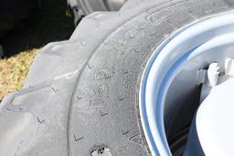 TWO GOODYEAR 16.9-28 TIRES & RIMS w/ 8 BOLT CENTRES (UNUSED)