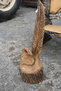Eagle Head with Feather Wood Carving