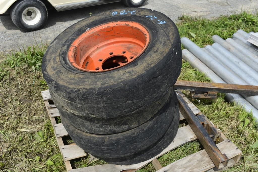 4 Solid Bergougnan 8-16 8 Lug Tires