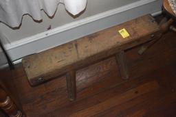 Primitive little bench and wooden chair