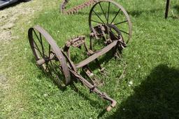 Vintage Implement Frame with Steel Wheels