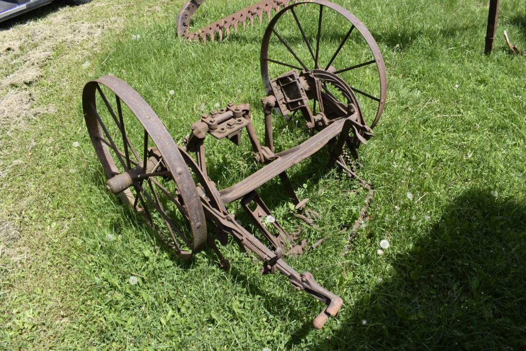 Vintage Implement Frame with Steel Wheels