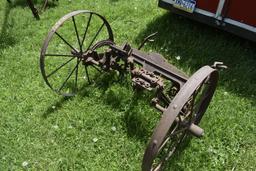 Vintage Implement Frame with Steel Wheels