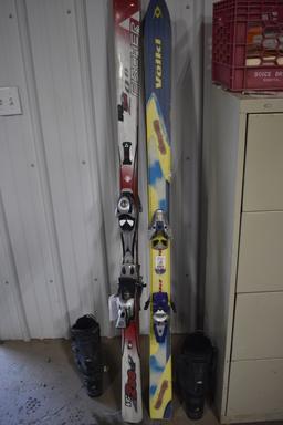 2 Pairs of Skis and Ski Boots