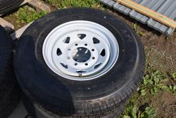Set of 4 Atlas 235/80R16 trailer Tires on 8 Lug Rims