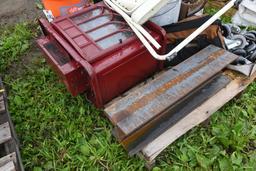 Pallet with I Beam, Step Stool, Heater,