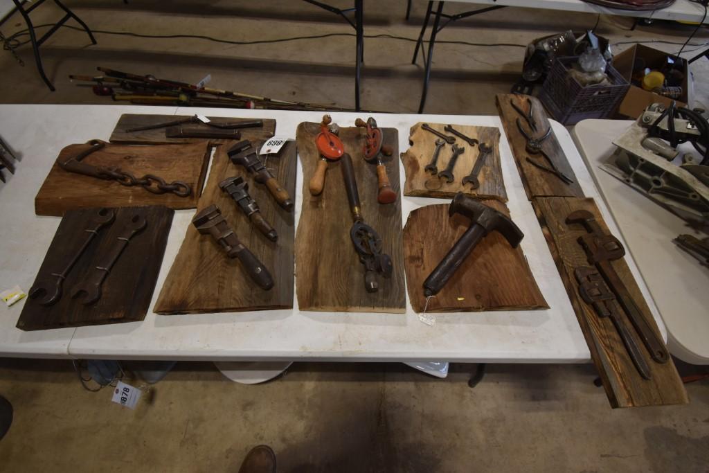 Large Group of Vintage Tool on Wood Displays