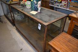 Glass Display Case with Two Tier Glass shelf and Mirror Backing
