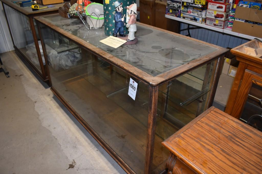 Glass Display Case with Two Tier Glass shelf and Mirror Backing
