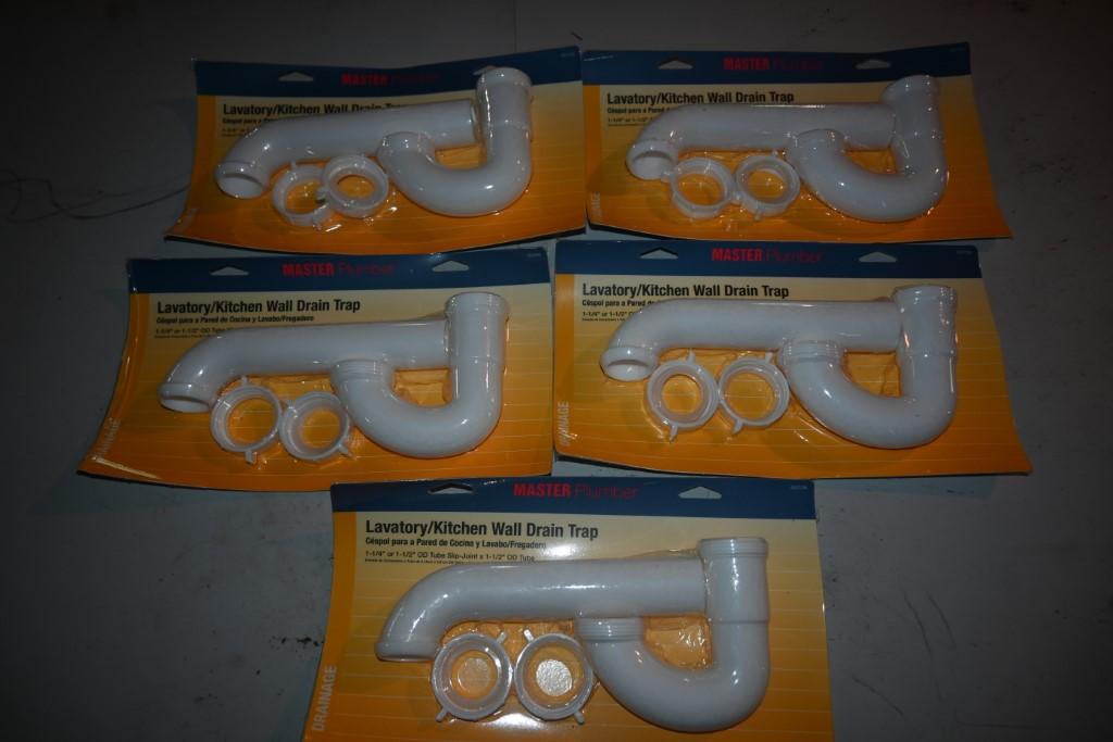 Five Master Plumber Wall Drain Traps