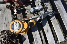 Harrington 1.5 Ton Chain Fall and 3 Come Alongs